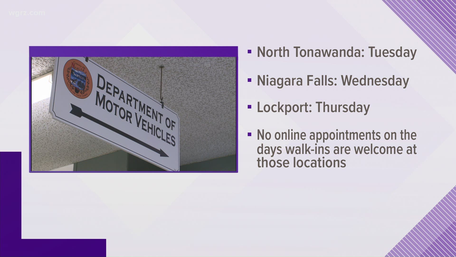Niagara Co. DMV to accept walk-ins weekly
