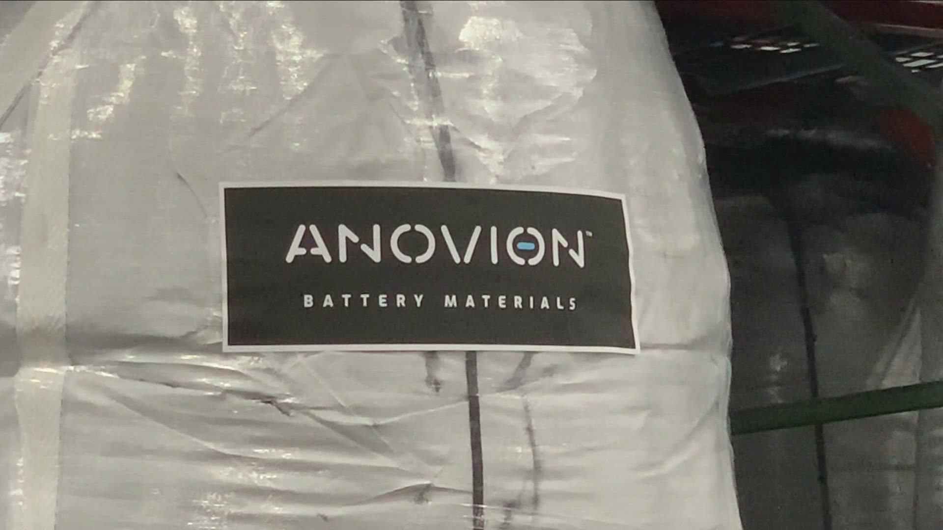 Anovion Battery Materials will receive $117 million to help increase its capacity in creating mineral synthetic graphite for electric car batteries.