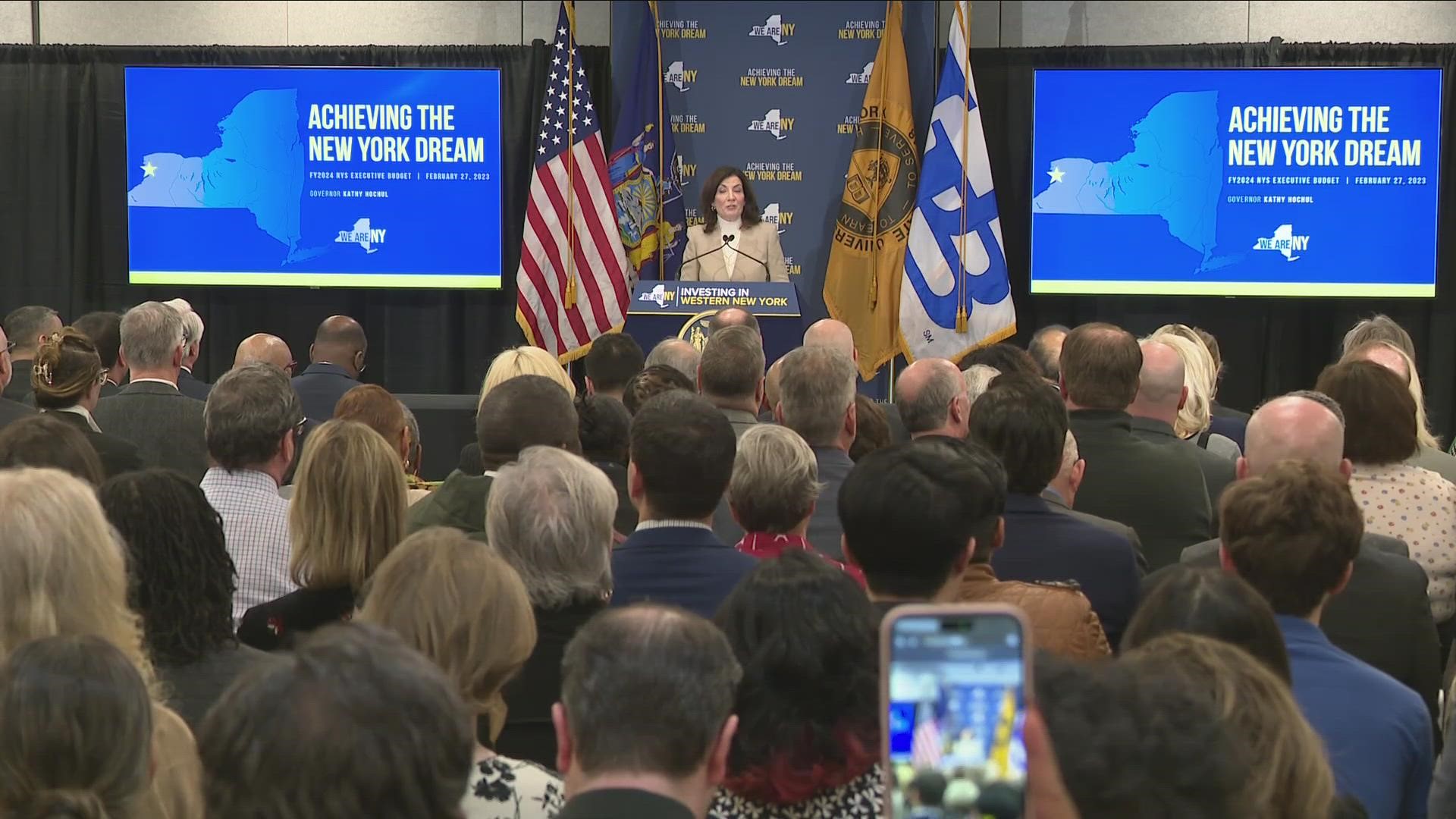 Governor Hochul, before an appreciative crowd at UB's Amherst Campus came bearing gifts in way to Western New York.