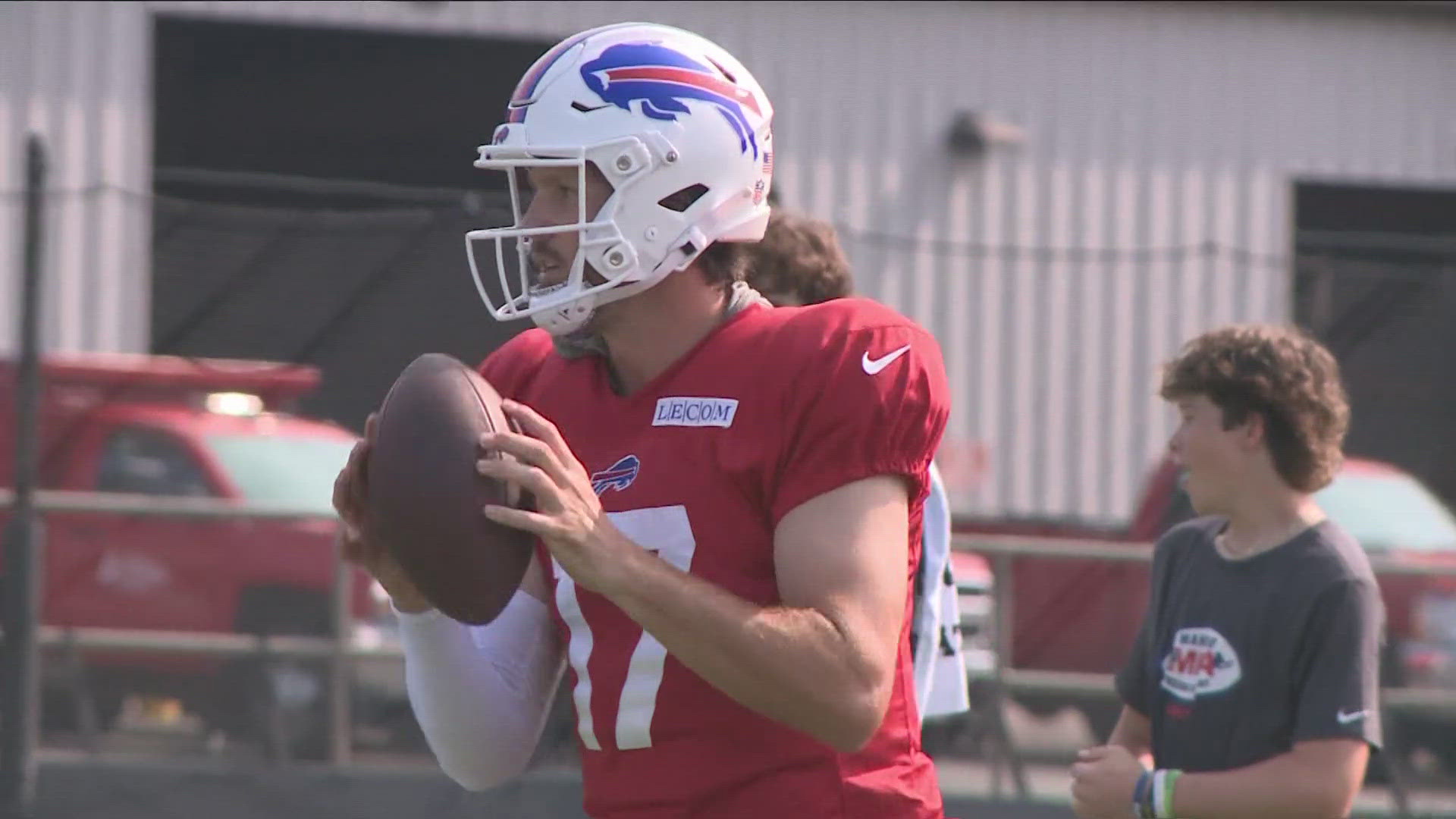 Josh Allen says he's in a "good spot" with his wide receivers at Bills training camp.