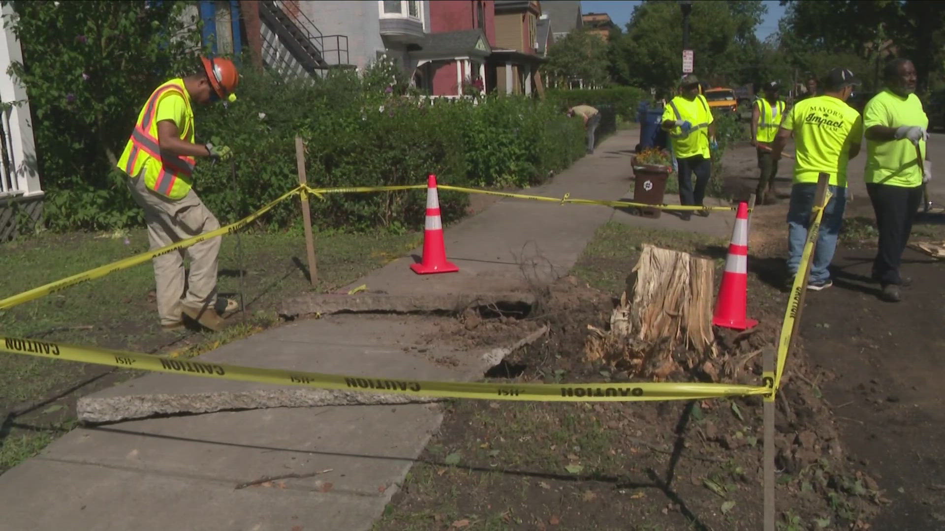 Crews on Wednesday cleaned up debris and trees that were uprooted during the storm. Repairs in the area are expected to cost millions of dollars.