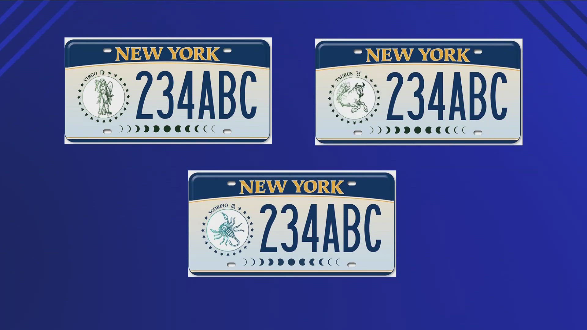 The images on each plate will be familiar to zodiac enthusiasts who wish to switch it up from the state's standard options.