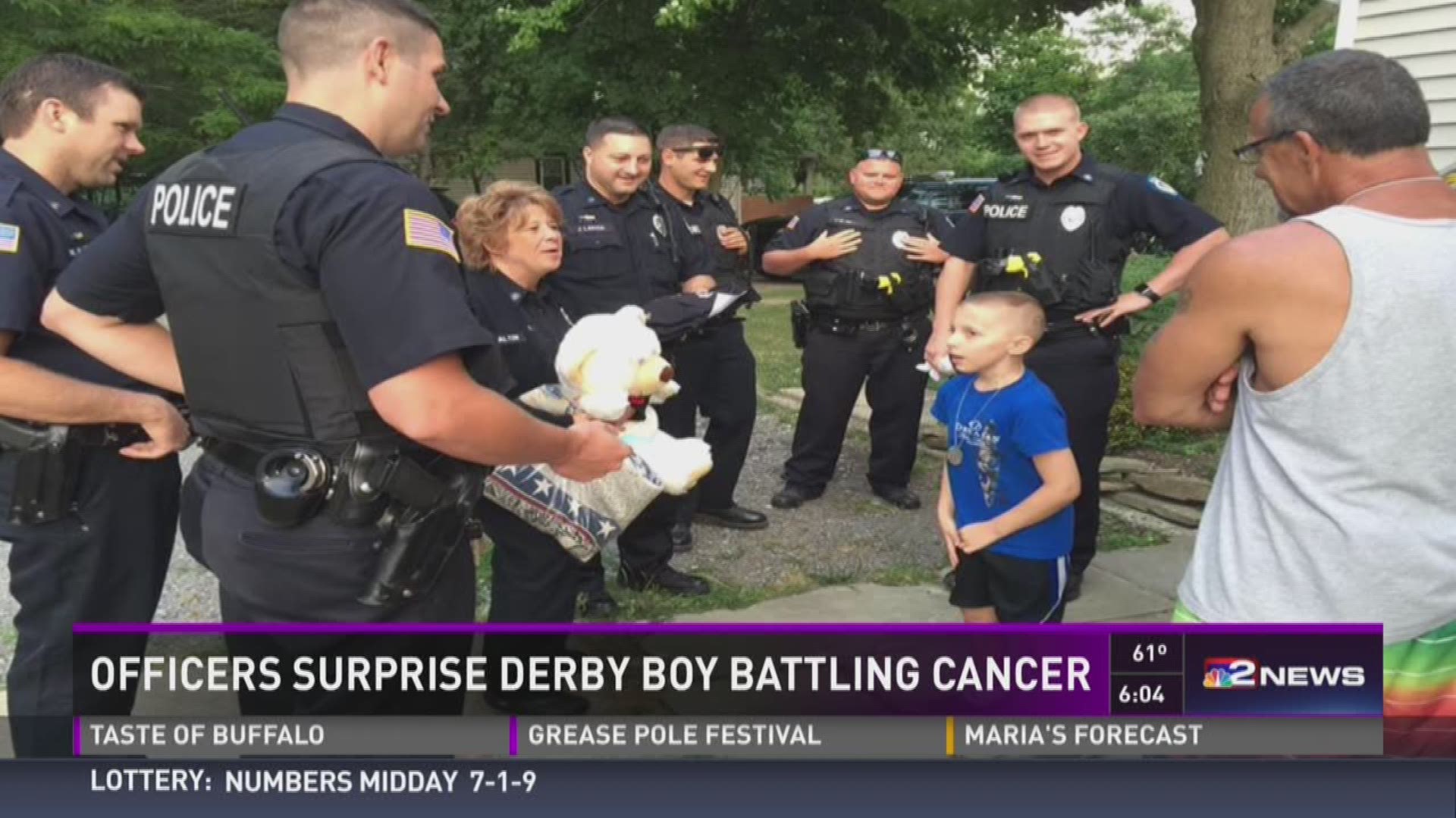 Officers surprise Derby boy battling cancer