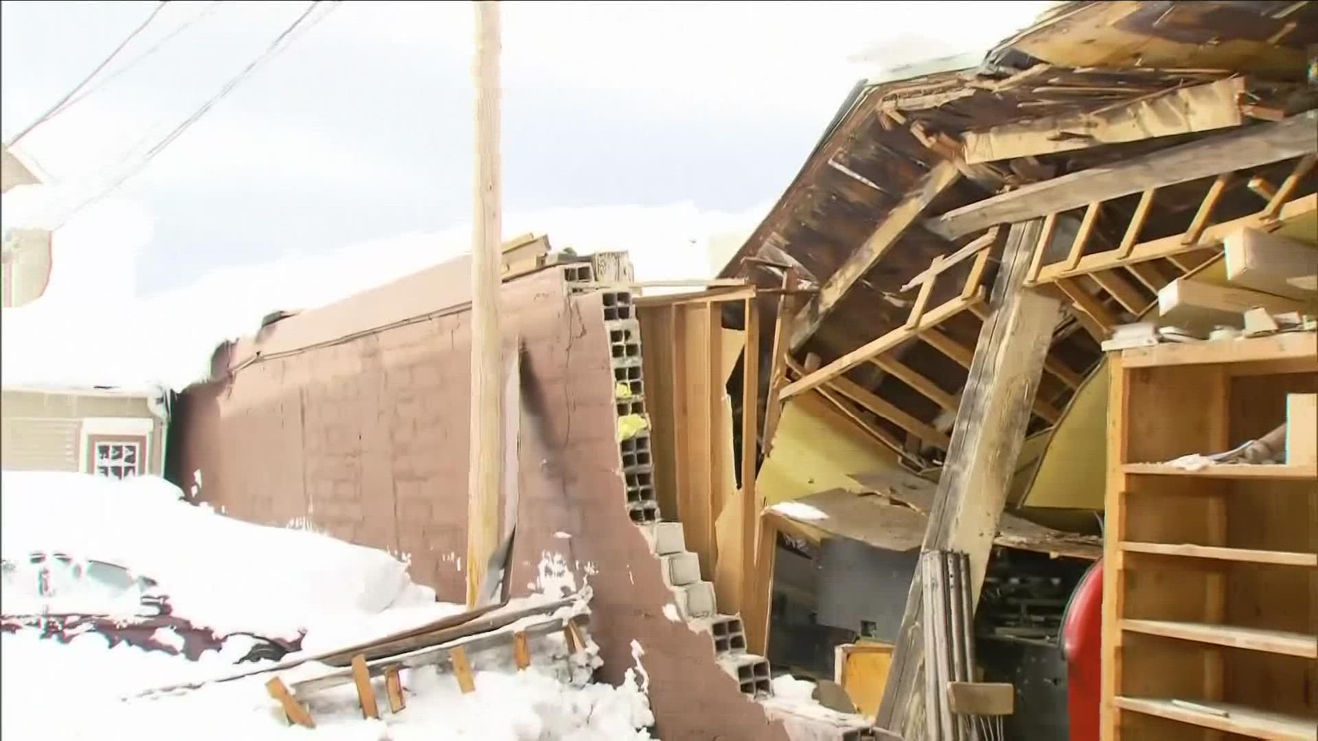 Heavy snow caused the roof to collapse at Braymiller Lanes in Hamburg