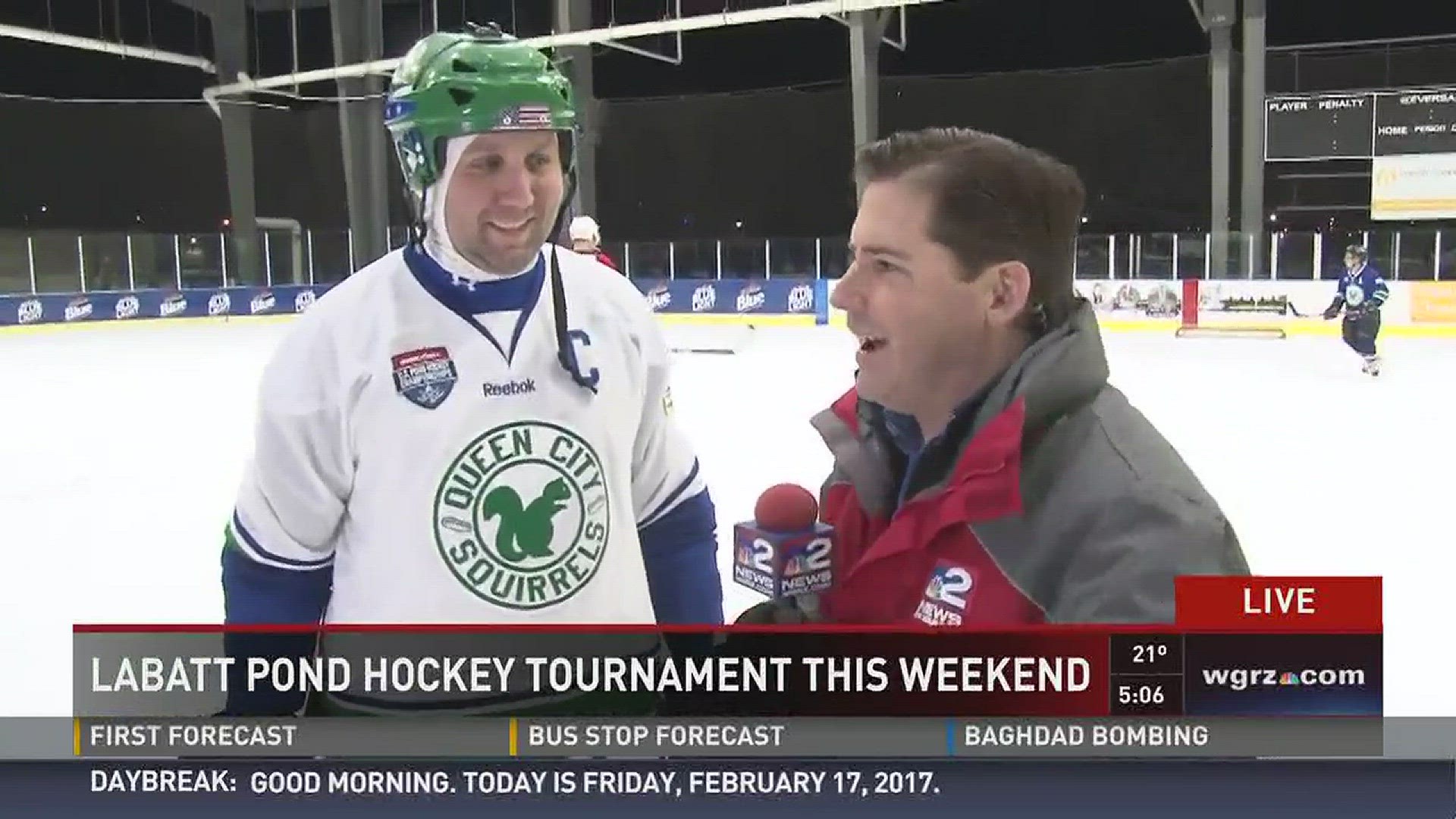 Daybreak's Pete Gallivan reports live on the 10th Labatt Blue Pond Hockey Tournament.