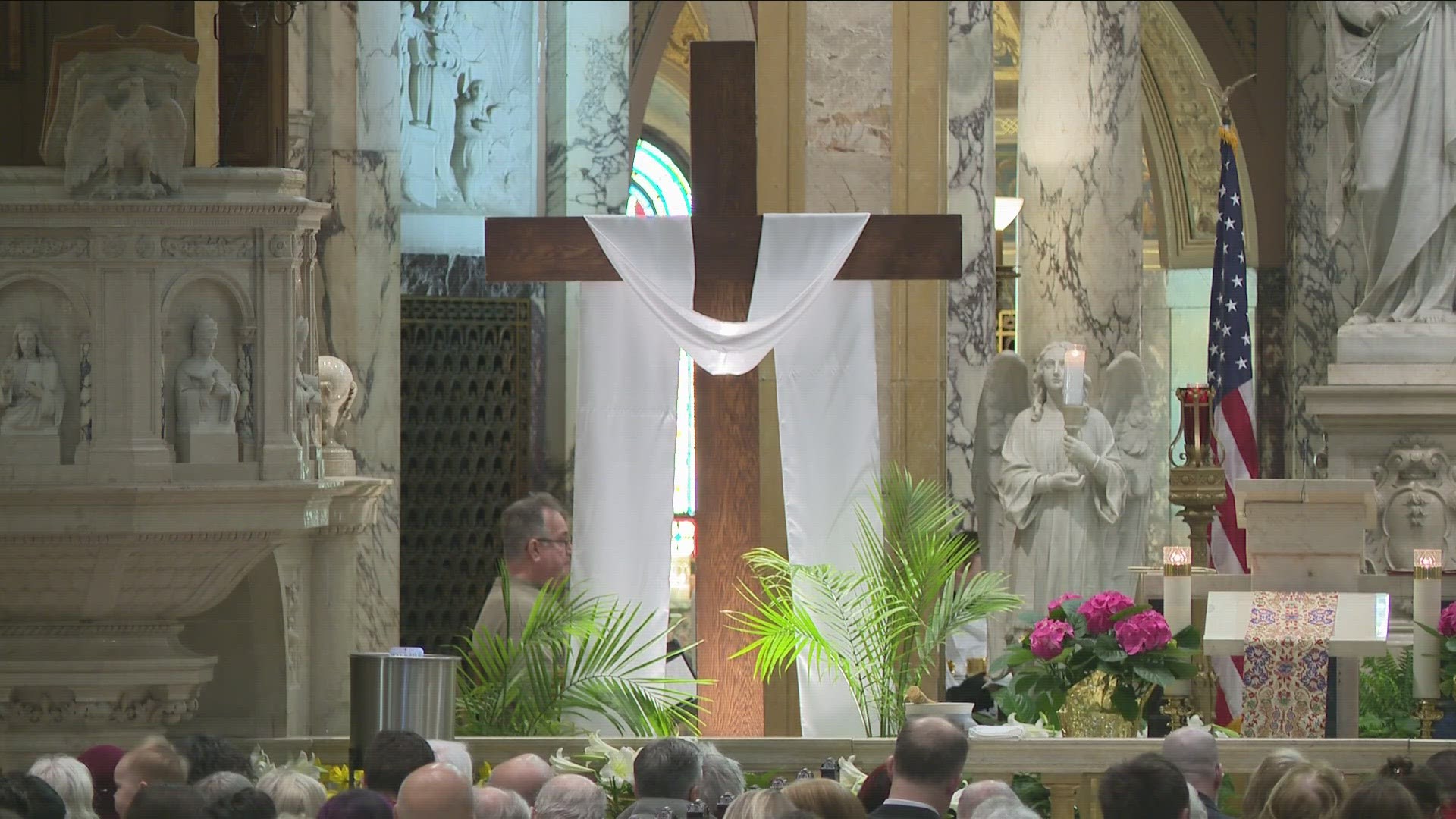 Hundreds of faithful celebrated Easter Mass at OLV national shrine and basilica in Lackawanna, on Sunday.