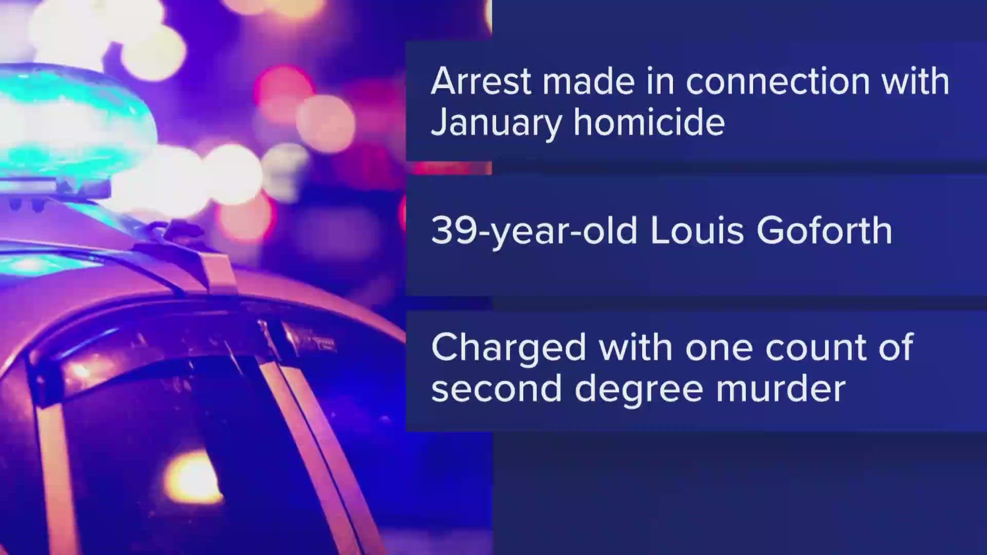 Louis Goforth faces a second-degree murder charge, Buffalo Police said in a statement issued Thursday evening.