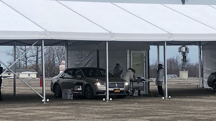 Passionate Bills fans line up at Orchard Park to get COVID test before  playoff game