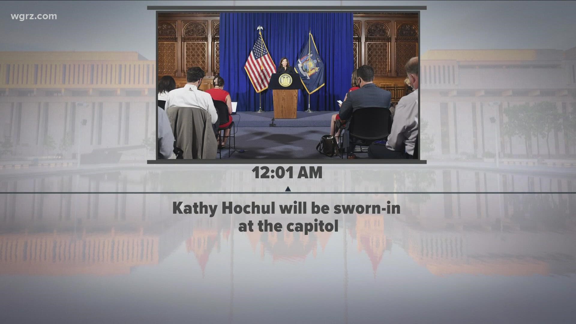 She'll be taking the oath of office at midnight, as current Governor Andrew Cuomo's resignation becomes official