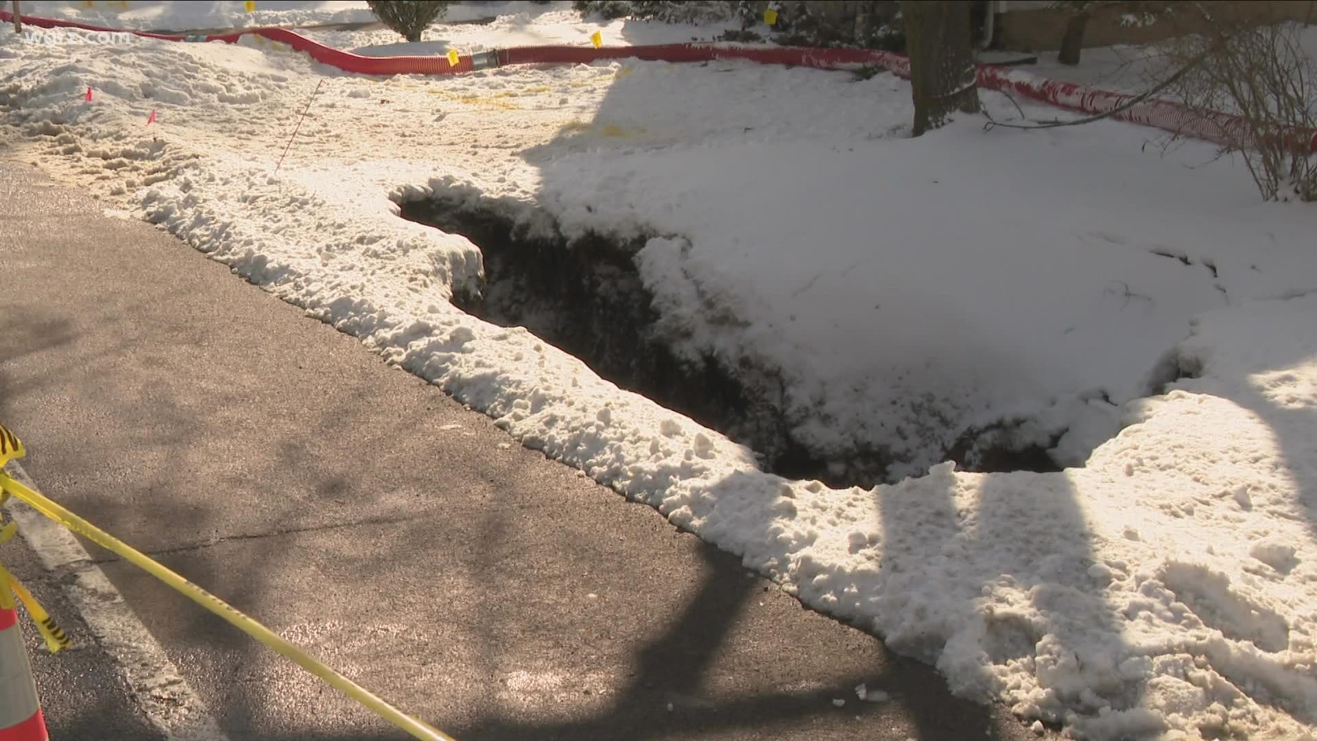 No word whether the sink hole was caused by a broken storm sewer... or water line