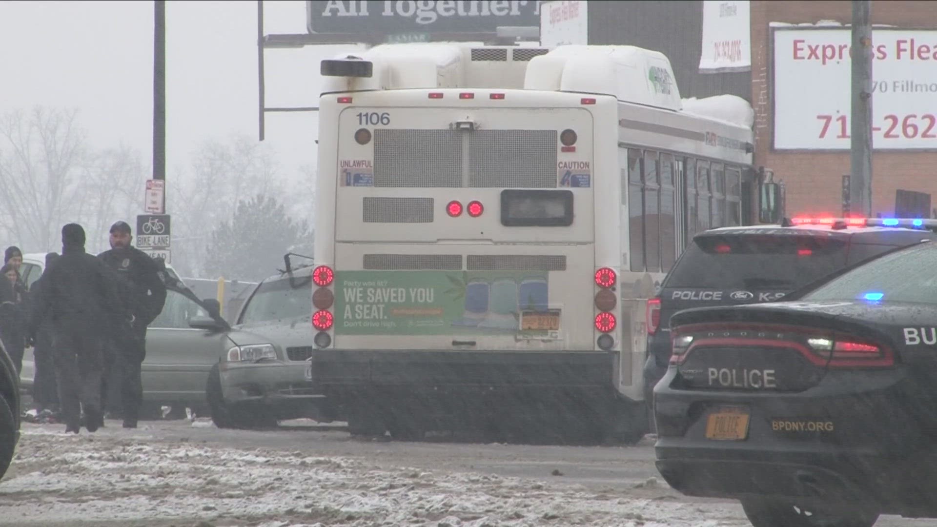 The NFTA Metro Bus and the car collided on Tuesday morning.