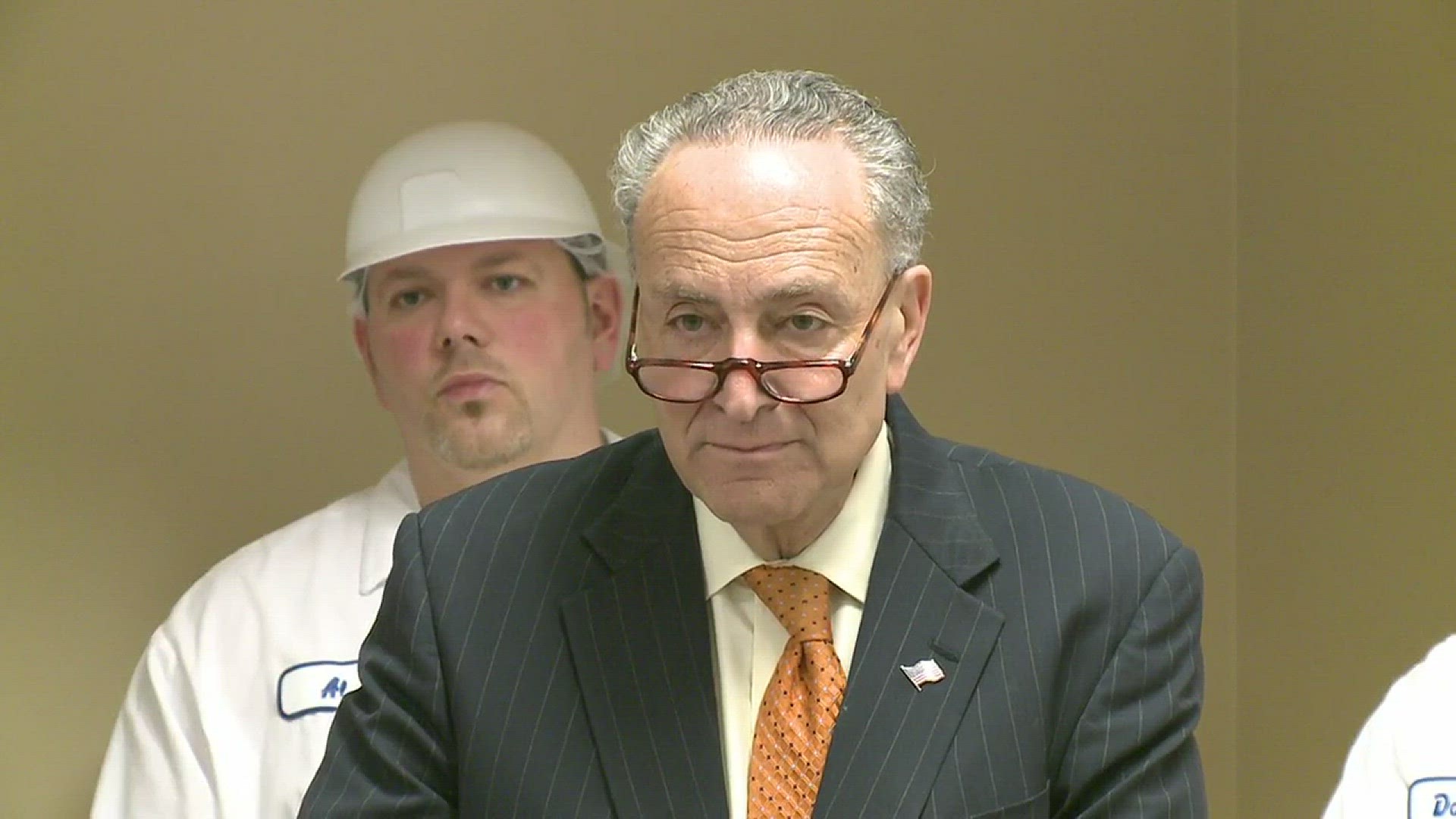 U.S. Senator Charles Schumer told reporters in Batavia on Friday that he still uses an old school flip phone.