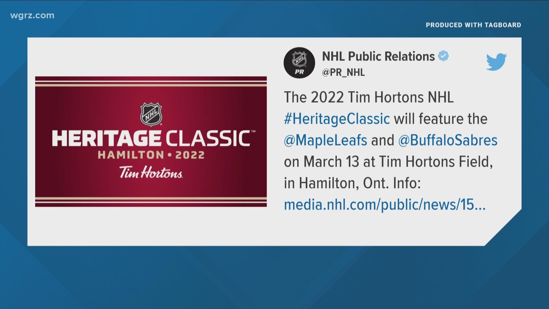 Sabres will play the Leafs March 13, 2022 in Hamilton, Ontario