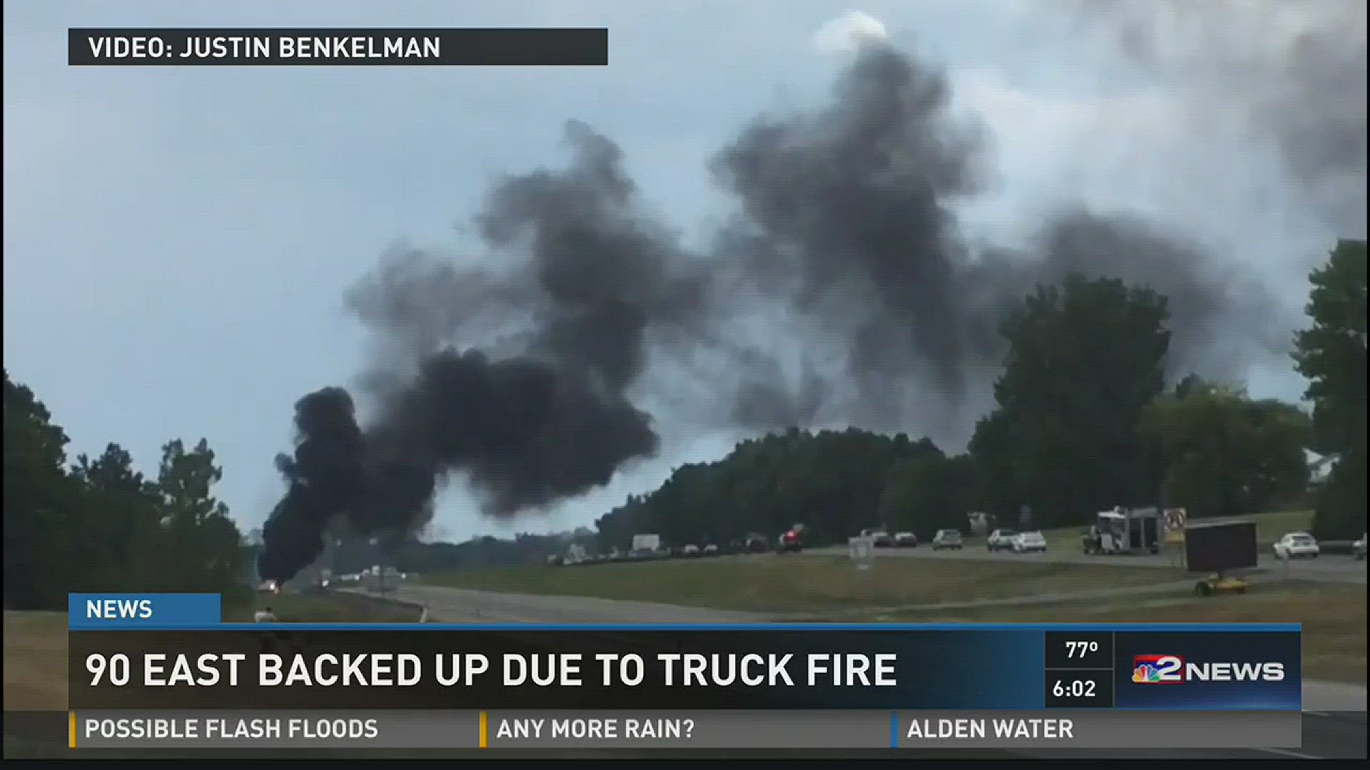 I-90 eastbound backed up due to truck fire