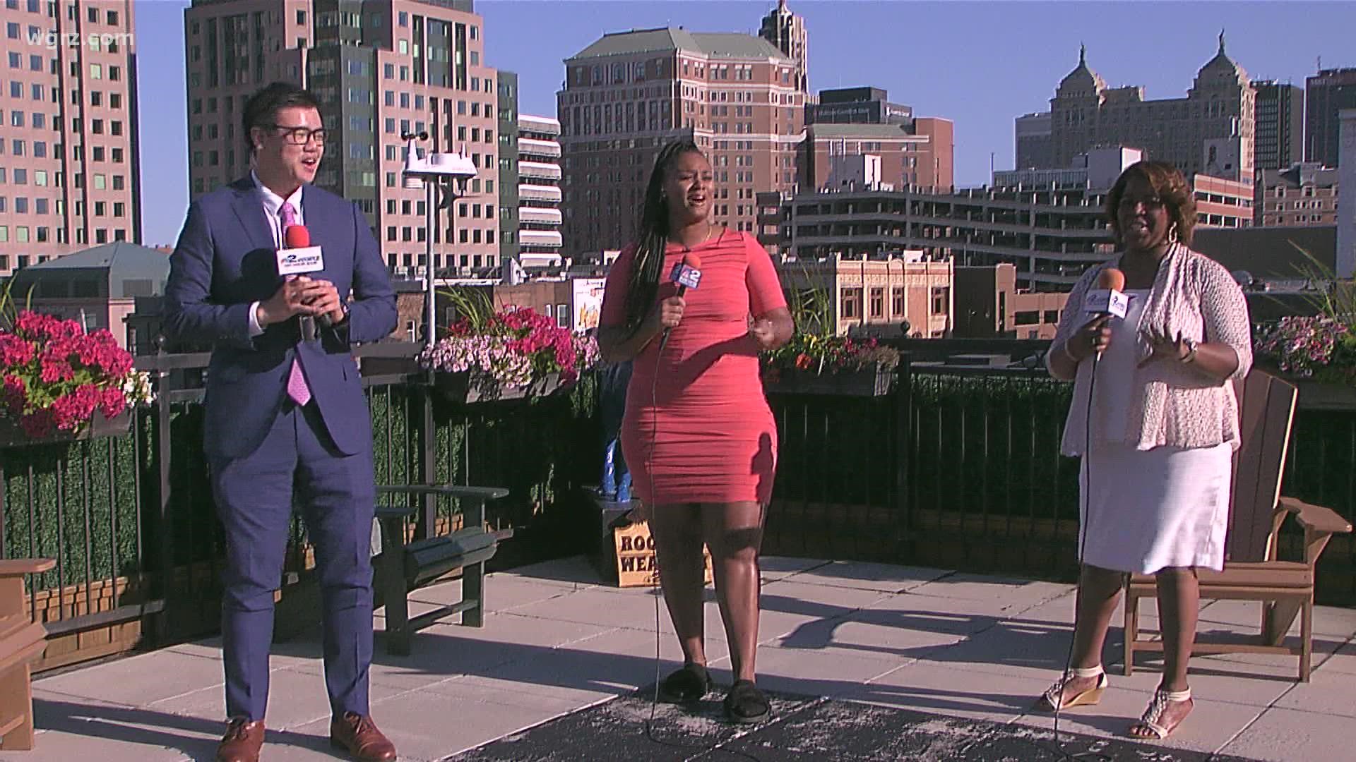 On the Channel 2 News at 6, it was too nice of a day to stay indoors, so Claudine Ewing, Carl Lam, and Ashley Holder climbed up to the roof to take in some sun.