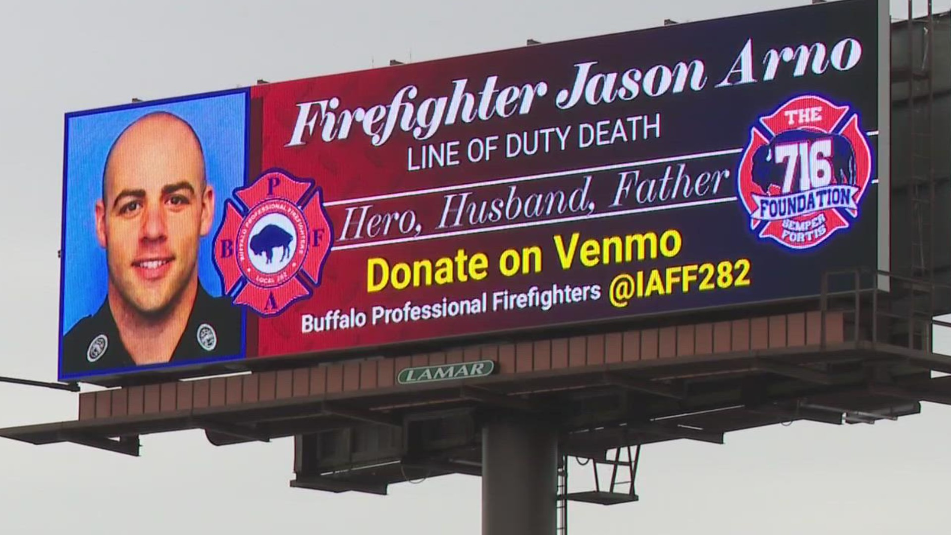 The billboards are on the 190 and the 33.
Here's the info if you want to help. you can Venmo donations to @IAFF282.