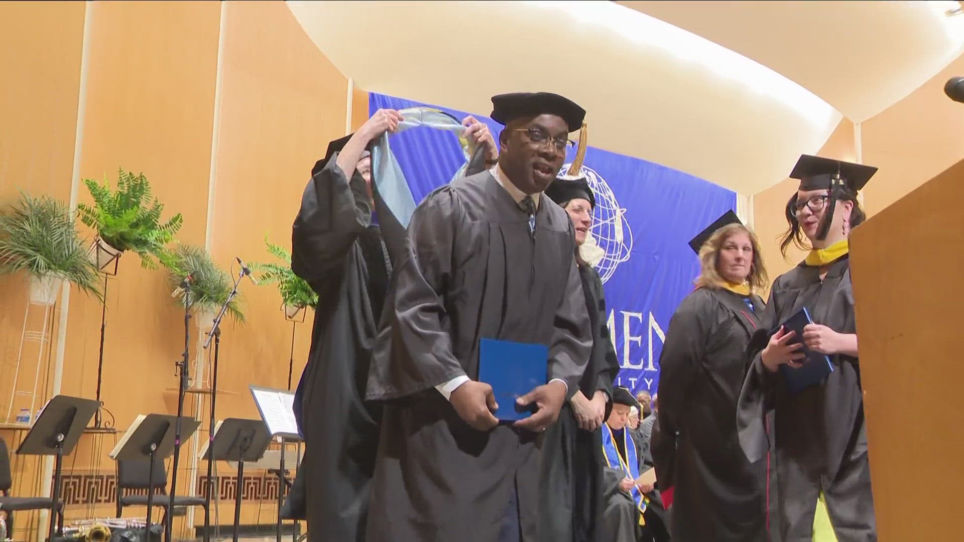 Buffalo Mayor Byron Brown walked the stage at Kleinhans on Saturday, as part of Daemen University's Class of 2024.
