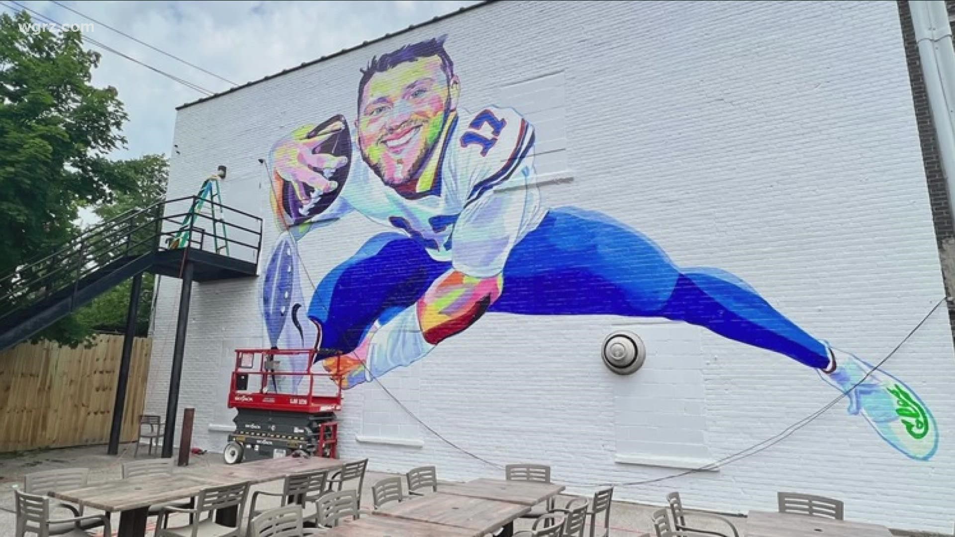 While we wait for the season to kick off, if you enjoy cool art, you can now find this two story Josh Allen mural on the side of Cole's downtown.