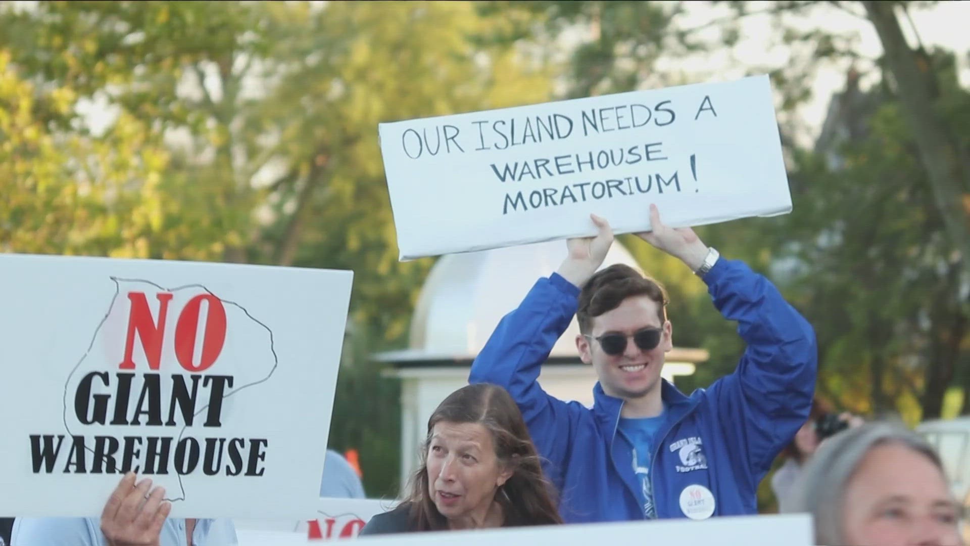 Residents in Grand Island are protesting a proposed new warehouse