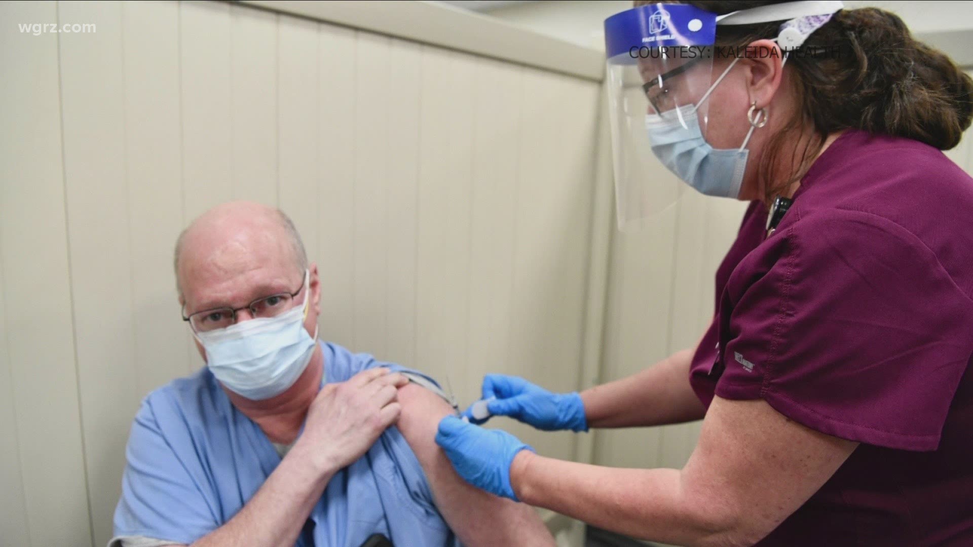 Several frontline healthcare workers at Kaleida Health and Roswell Park are getting the first dosages of Pfizer's COVID-19 vaccine.