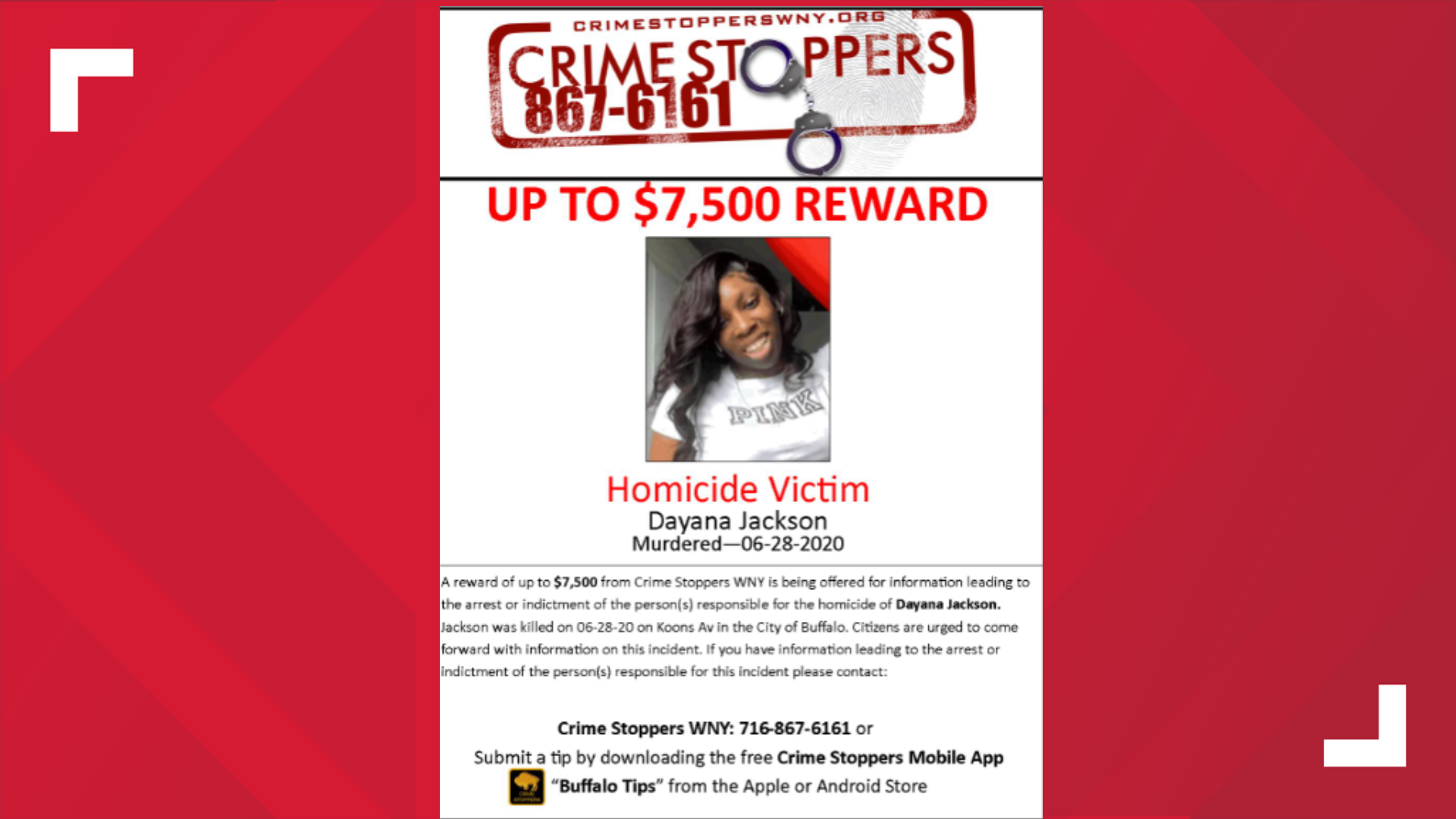 Reward offered in Buffalo homicide