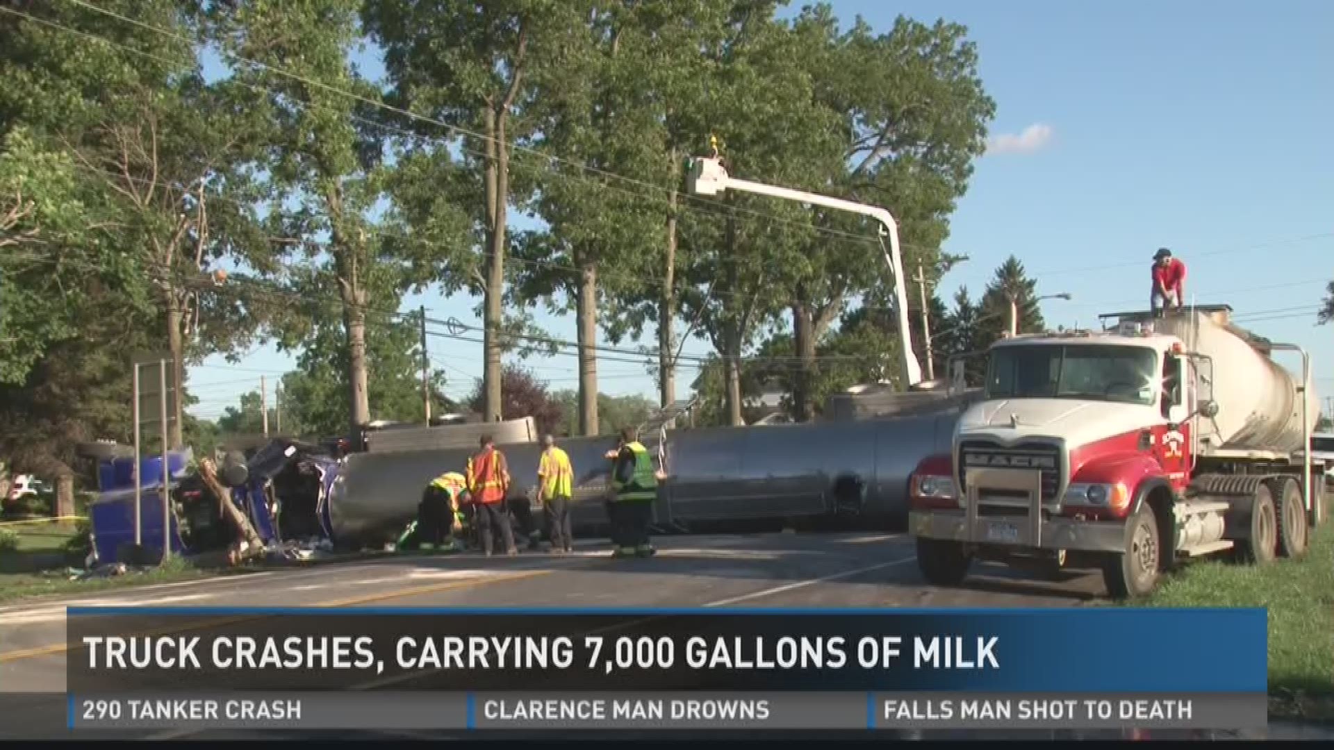 TRUCK CRASHES, CARRYING 7000 GALLONS OF MILK