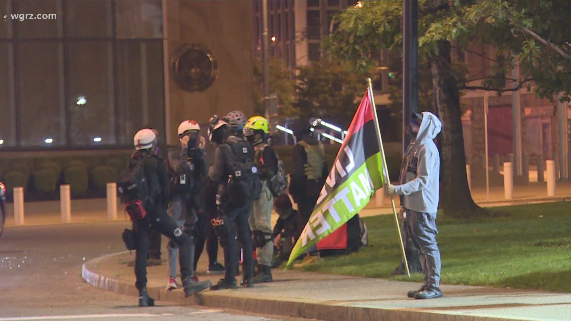 At its peak tonight in downtown Buffalo, a protest attracted about 150 demonstrators who were loud and peaceful.