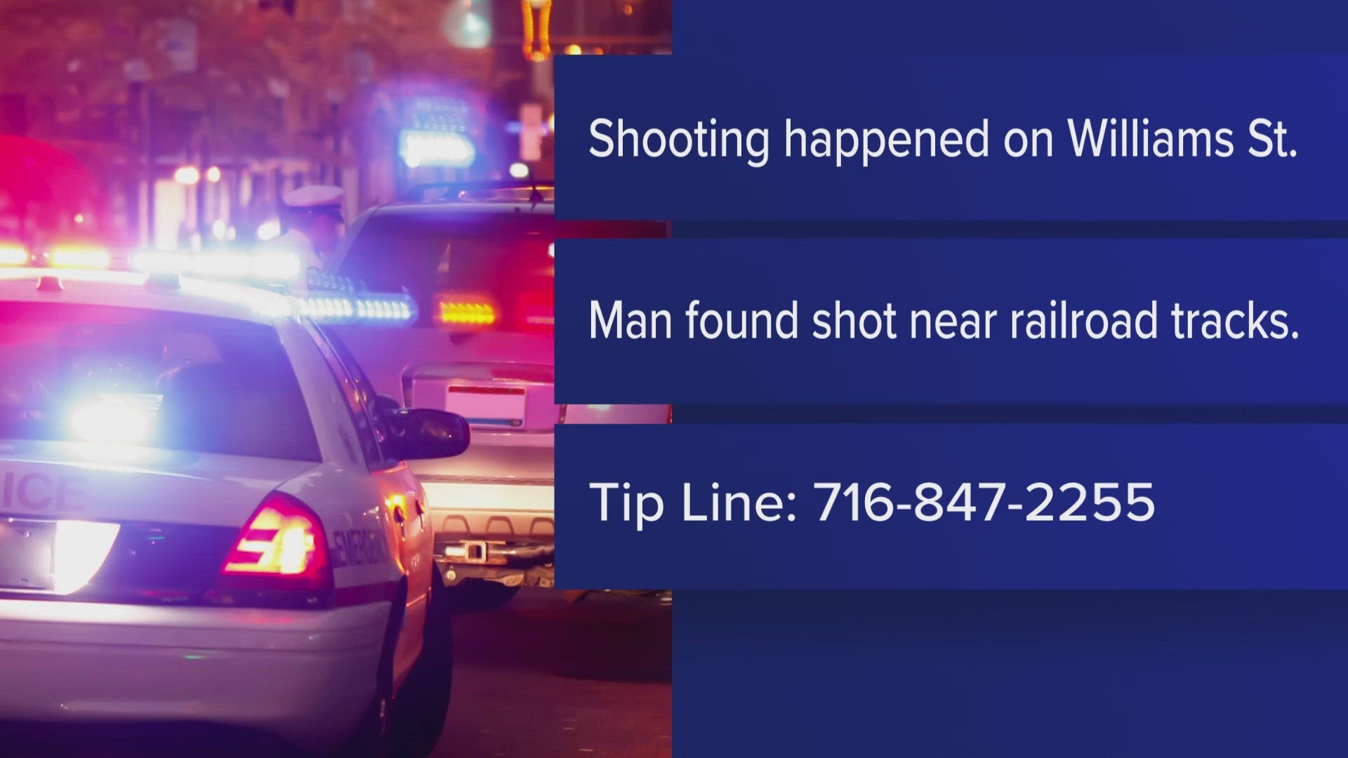 police found a 55-year-old man hurt near railroad tracks on William Street... and was taken to E-C-M-C... where he is in critical condition