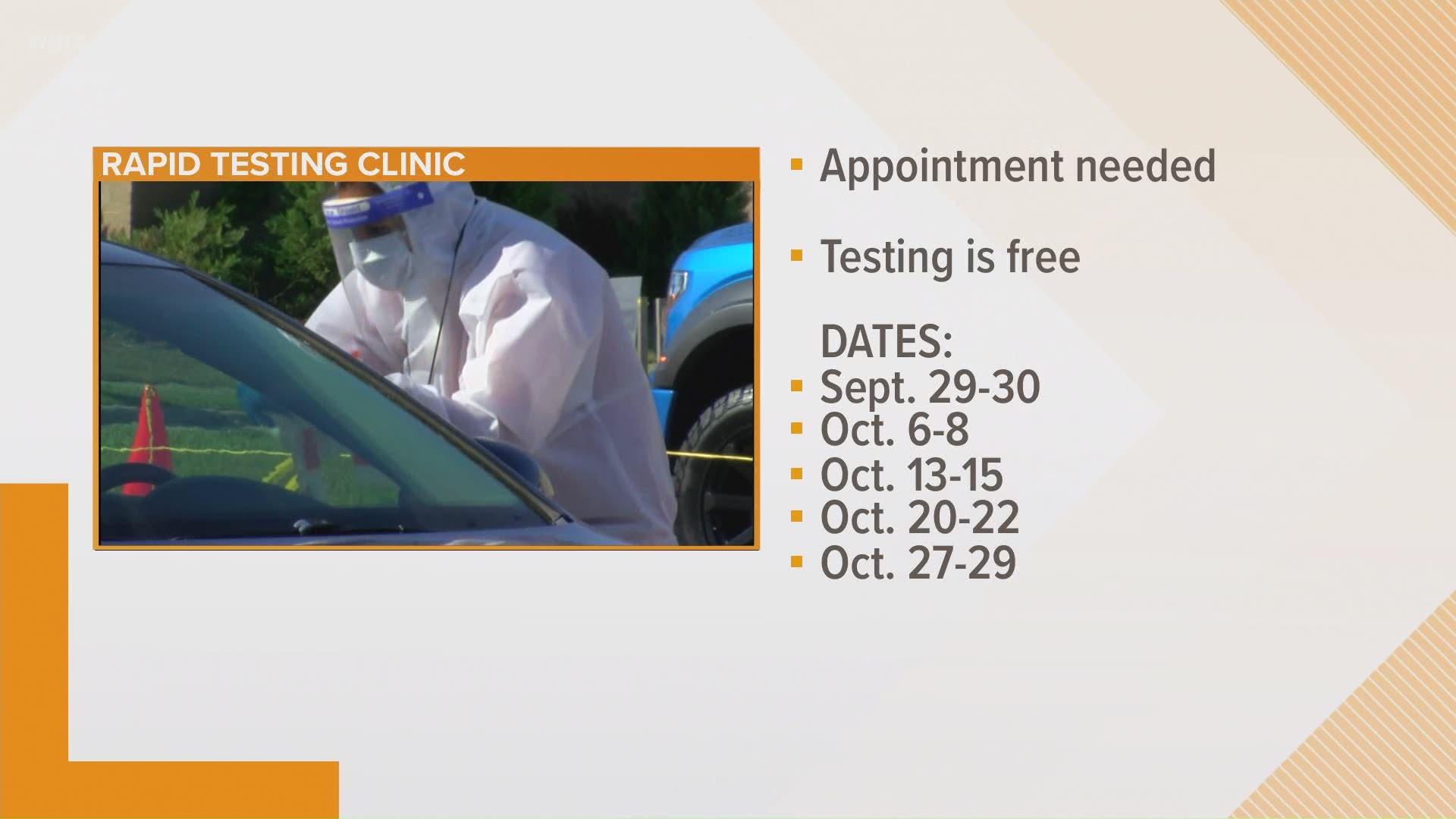Appointments are required to get tested, but the results will be provided within two hours.