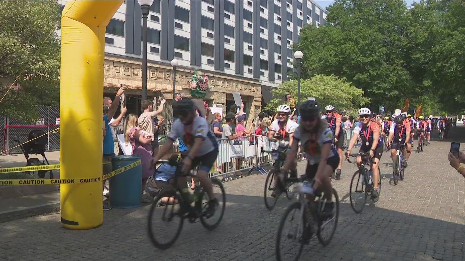 Cyclists taking part in the annual Empire State Ride crossed the finish line in Niagara Falls, Saturday afternoon.