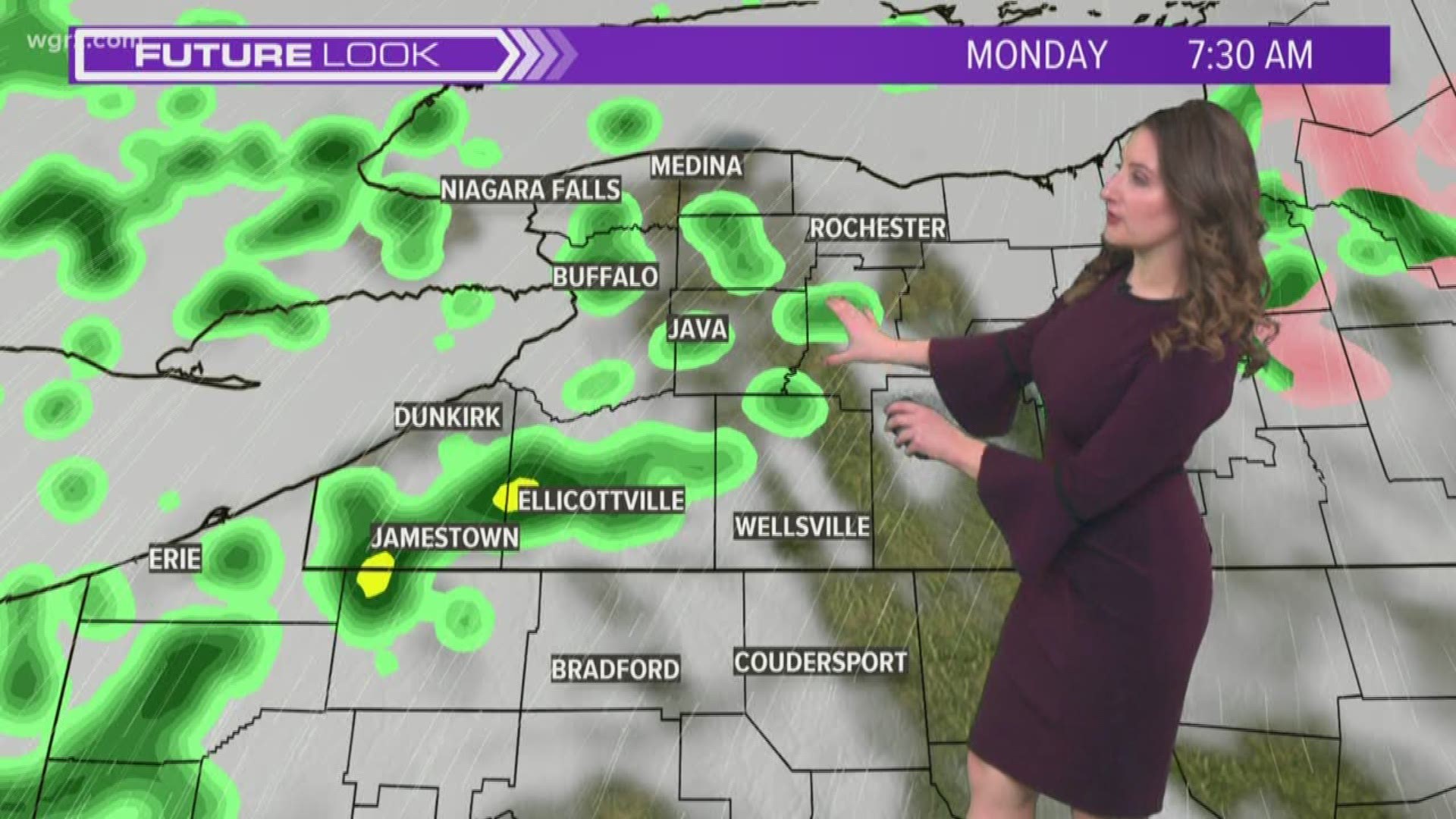 Scattered showers will move in through the morning with potentially a few heavier rain showers later in the afternoon. We'll be keeping more spring-like temperatures