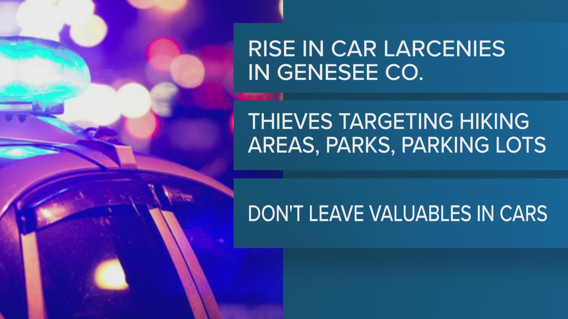 The county is seeing a rise in car break-ins... with cars parked at hiking areas, parks and parking lots.