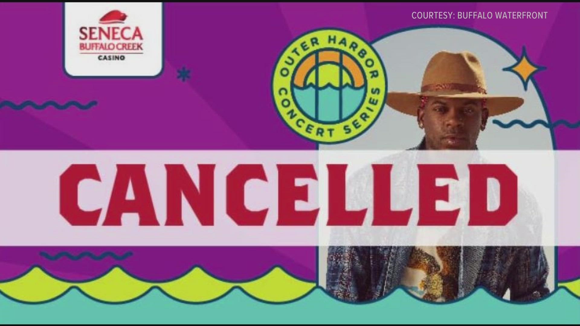 In a Facebook post, the Buffalo Waterfront said they made the difficult decision of canceling the concert and are sorry for disappointing any fans with the decision.