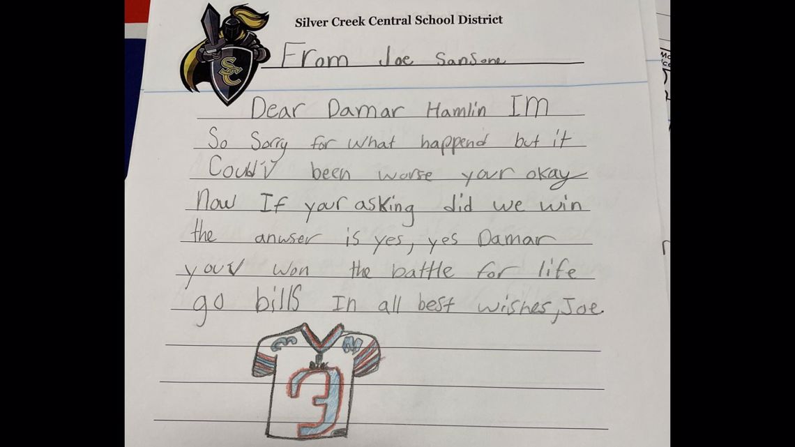 Lockport middle schoolers write to Damar Hamlin words of encouragement