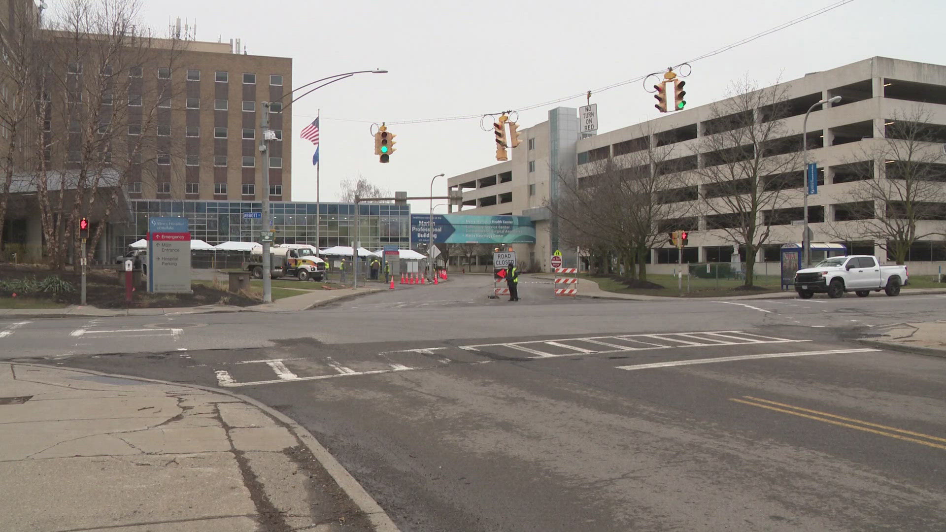 Construction near Mercy Hospital detours traffic in South Buffalo