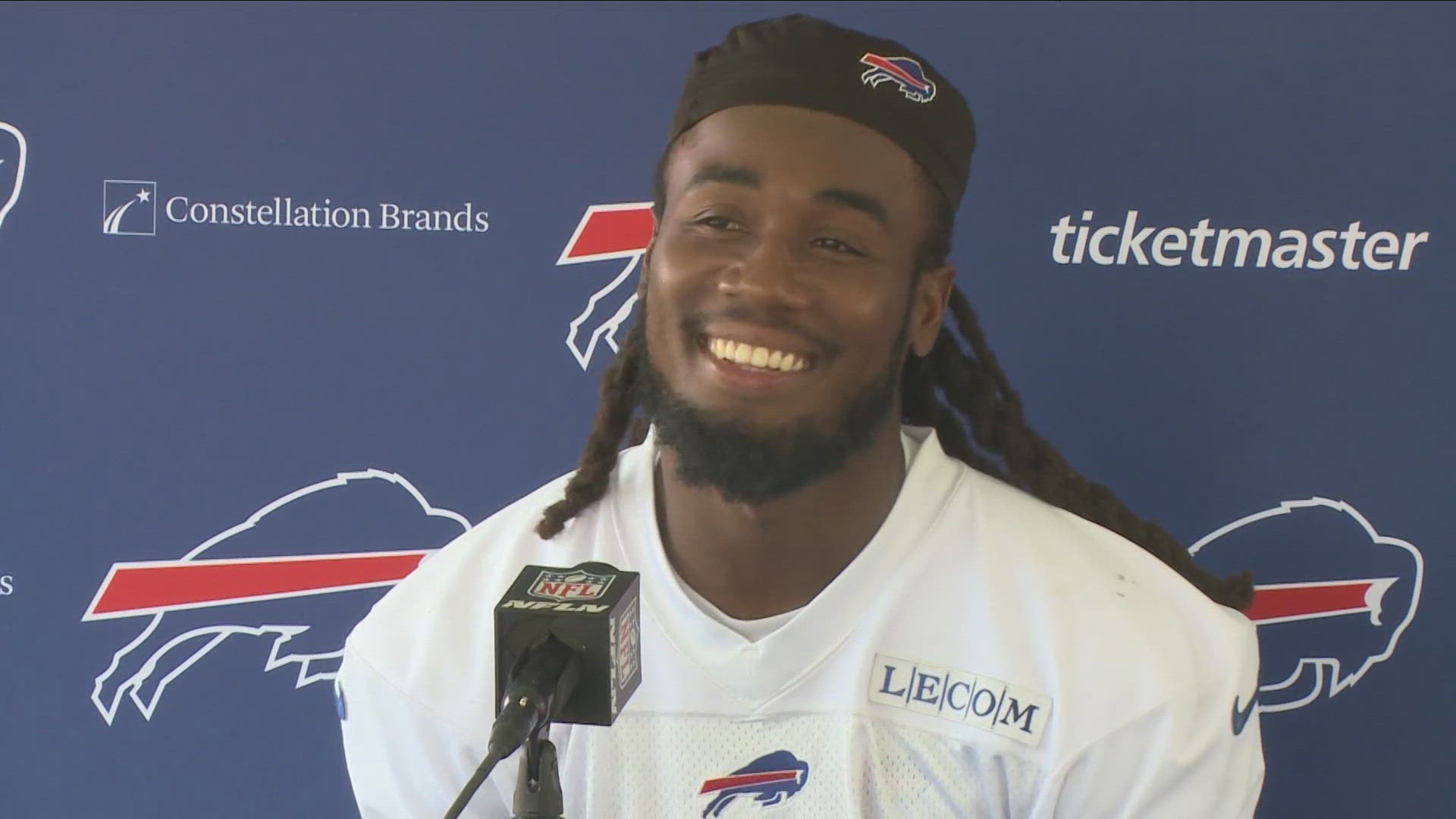 The Bills running back is keeping goals to himself while leading with actions over words.