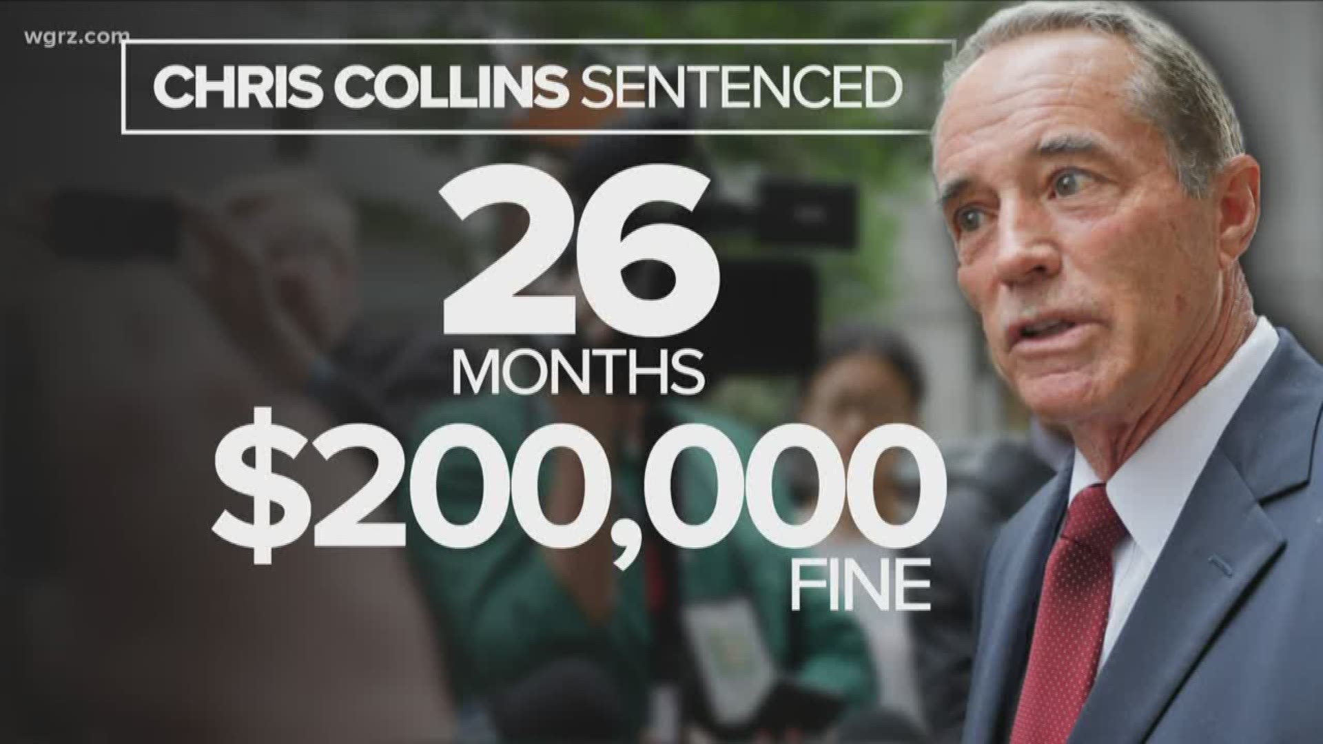 Disgraced former Congressman Chris Collins was sentenced Friday to 26 months in prison for insider trading
