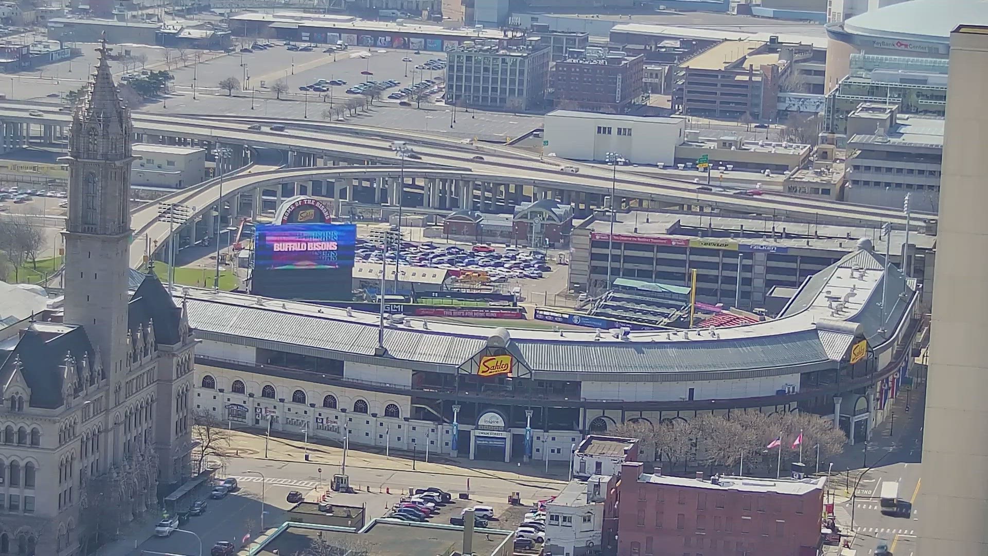 Midday Live Look: Sahlen Field shown on the Rand Cam ahead of opening day