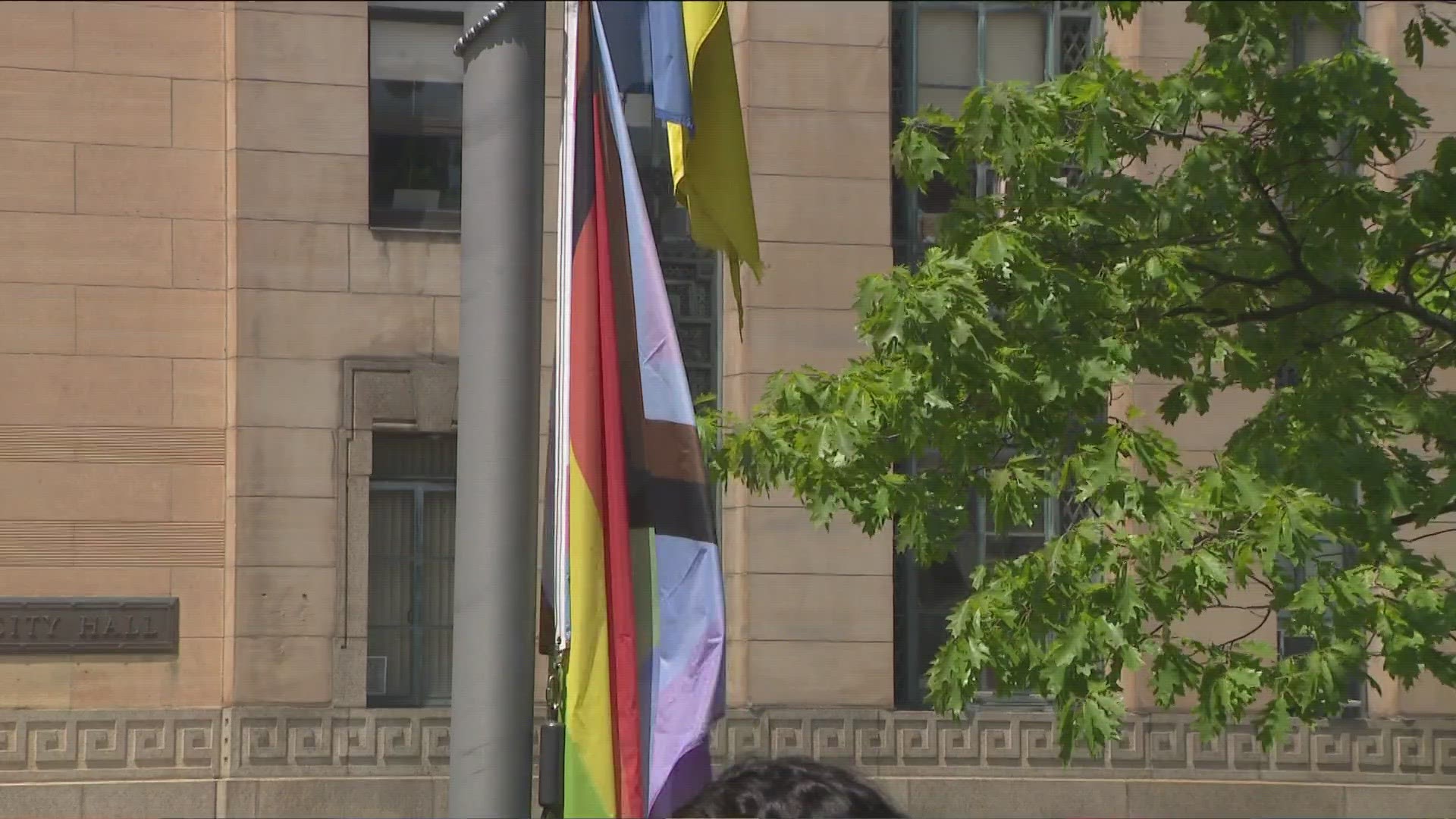 Today the city of Buffalo raised the "Progress Pride" flag in Niagara Square