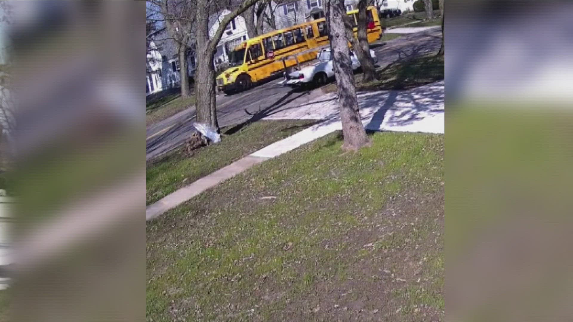Driver tried passing between a driveway and a person getting off the bus