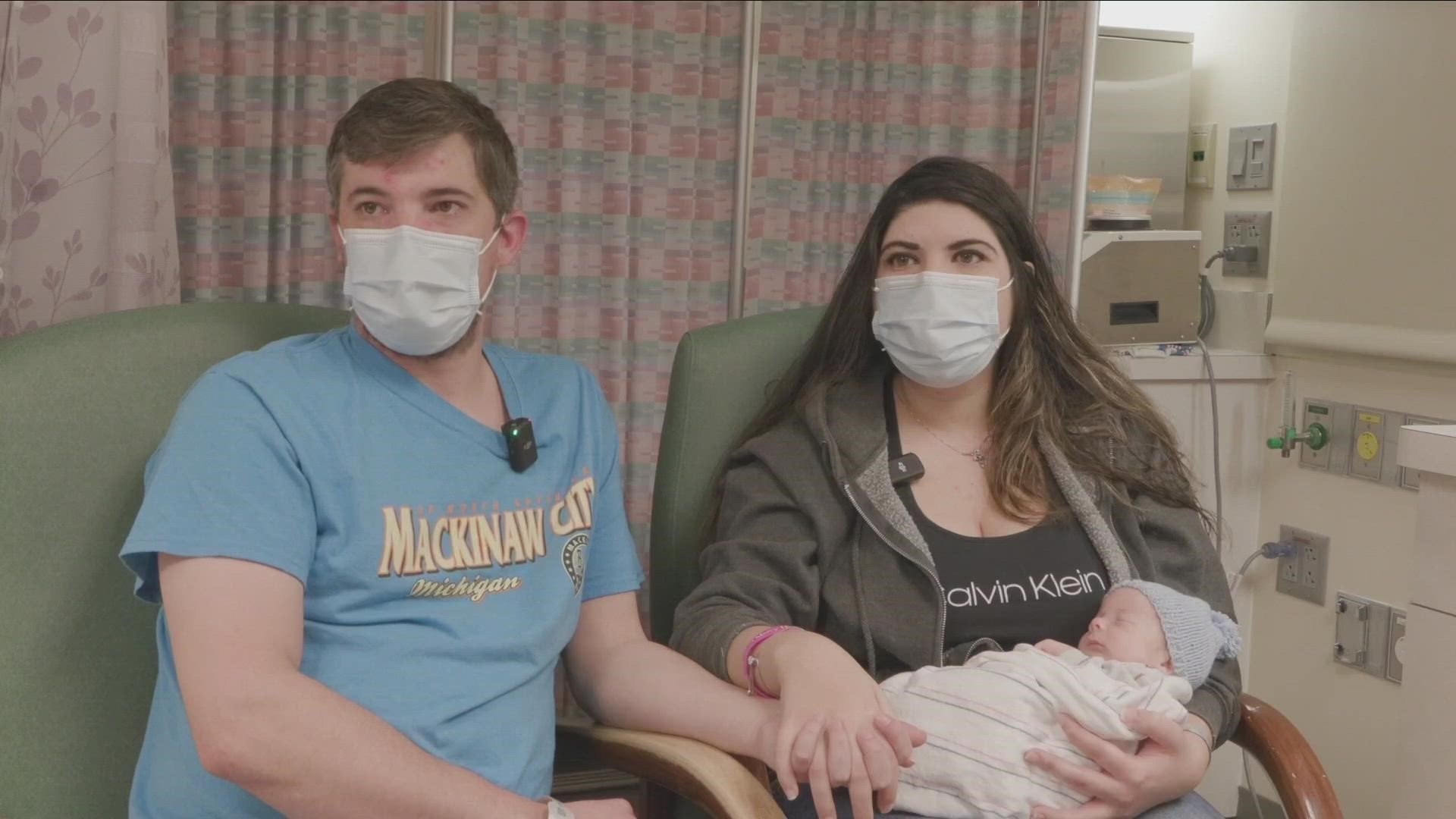 Family headed home after giving birth during the blizzard