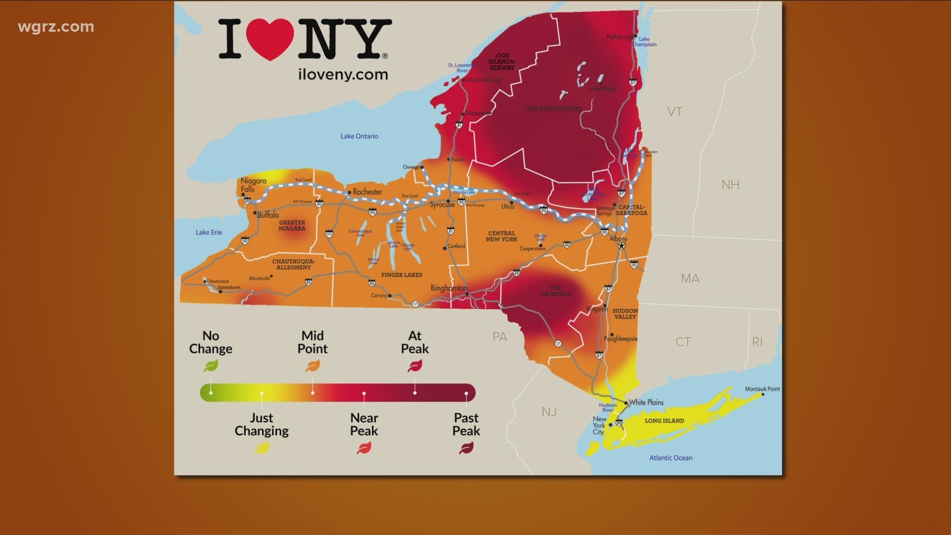 New York State Fall Foliage Map Showing We're Nearing Peak Season