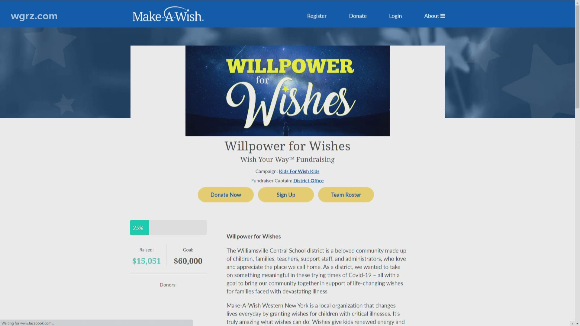 Each Williamsville school is organizing and its own fundraisers as part of the "Willpower for Wishes" campaign, which runs through World Wish Day on April 29th.