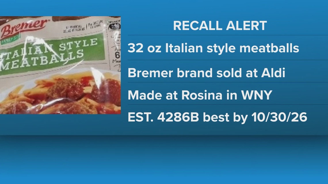 Aldi meatballs made at Rosina Food Products recalled | wgrz.com