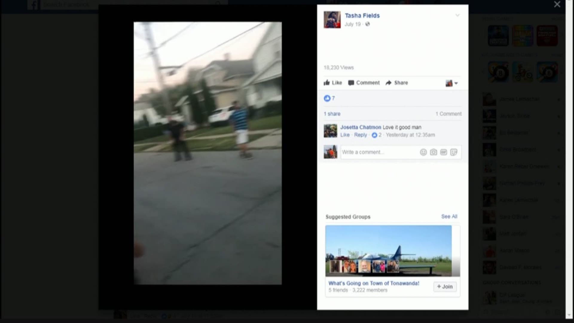 This video showing a Buffalo police officer playing a pickup game of football in the street is going viral.