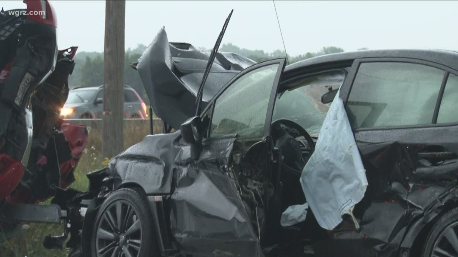 The Genesee county Sheriff's office says two people, a man and a woman in a Subaru were driving on their way to Niagara falls when they ran a stop sign, and were t-boned by a man in a pickup truck.