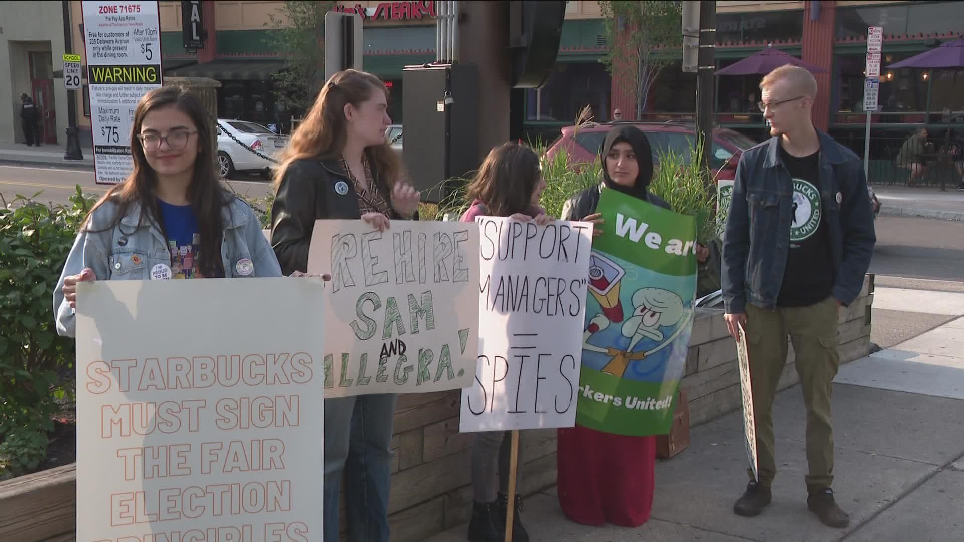 Baristas say they are frustrated with retaliation tactics they believe the company is using against union organizers.