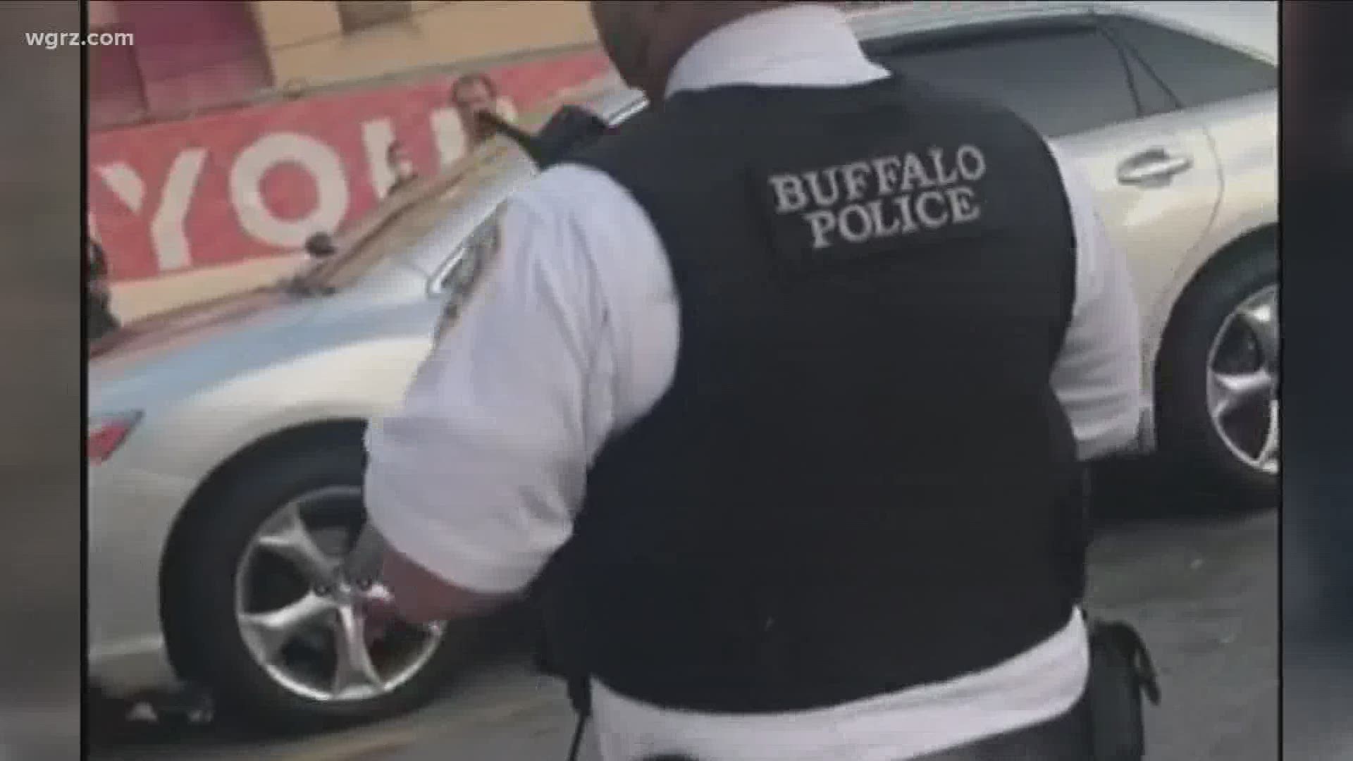 A Buffalo Police officer is suspended because of that video showing him verbally harassing a woman outside a 7-eleven store near D'youville college.