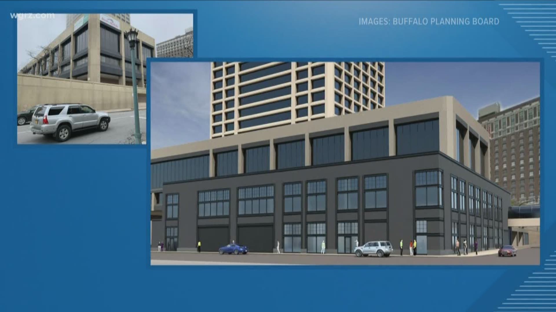 Douglas development corporation wants the city's approval to add more space around the base of the building. The Buffalo News reports it's a one-million dollar addition.