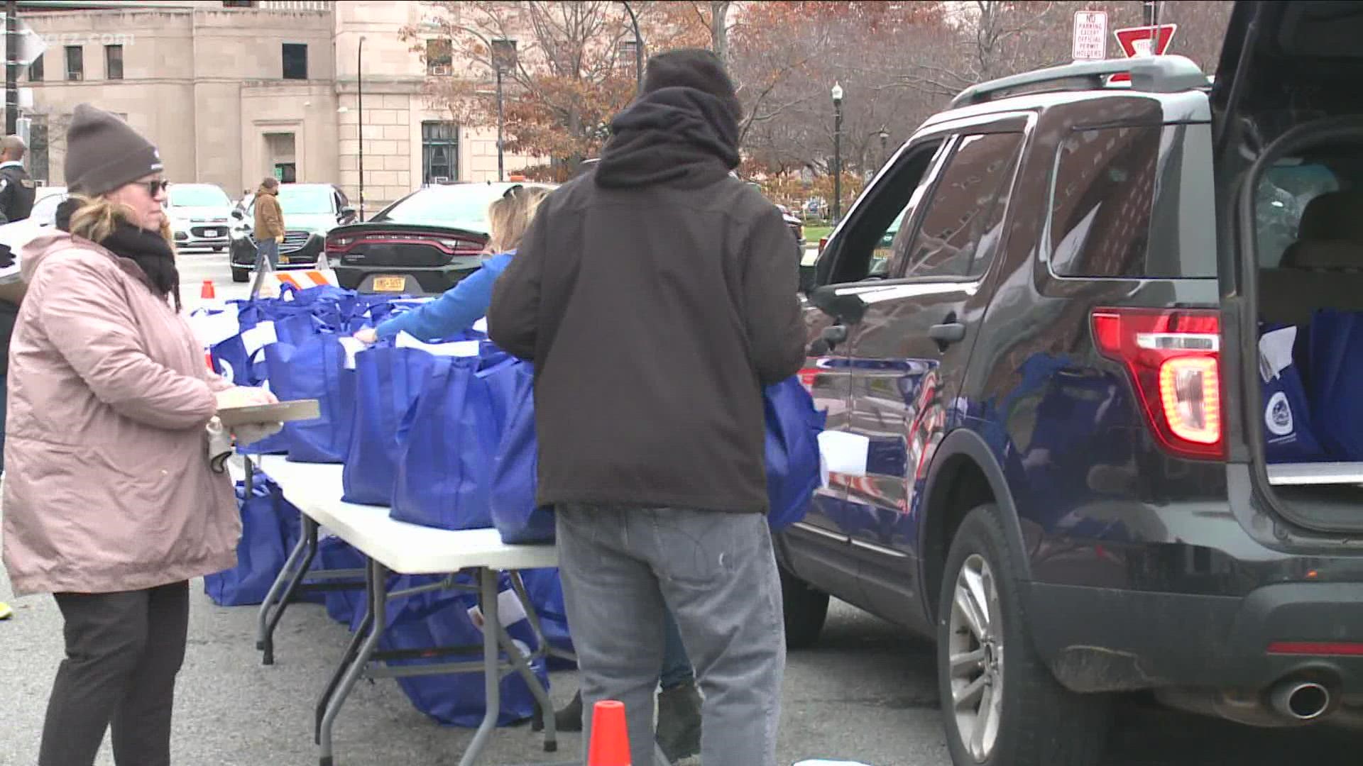 Saturday morning there was a turkey distribution at Buffalo City Hall for anyone in need.